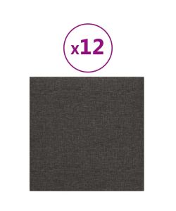 Pannelli Murali 12 pz Grigio Scuro 30x30 cm in Tessuto 1,08 mq 343790