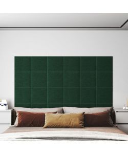 Pannelli Murali 12 pz Verde Scuro 30x30 cm in Tessuto 1,08 mq 343793