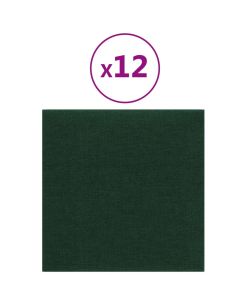 Pannelli Murali 12 pz Verde Scuro 30x30 cm in Tessuto 1,08 mq 343793