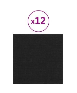 Pannelli Murali 12 pz Neri 30x30 cm in Tessuto 1,08 mq 343796