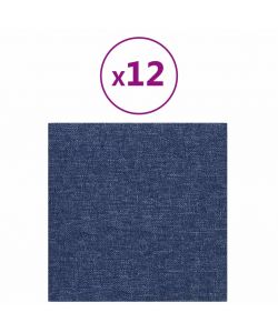 Pannelli Murali 12 pz Blu 30x30 cm Tessuto 1,08 mq