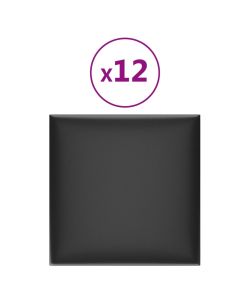 Pannelli Murali 12 pz Neri 30x30 cm Similpelle 1,08 mq