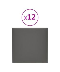 Pannelli Murali 12 pz Grigi 30x30 cm Similpelle 1,08 mq