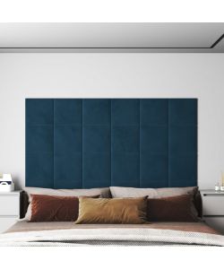 Pannelli Murali 12 pz Blu 30x30 cm Velluto 1,08 mq