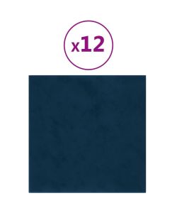 Pannelli Murali 12 pz Blu 30x30 cm Velluto 1,08 mq