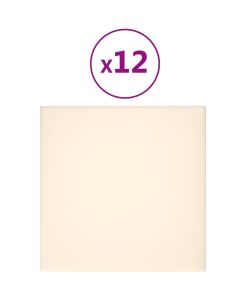 Pannelli Murali 12 pz Crema 30x30 cm Velluto 1,08 mq 343815