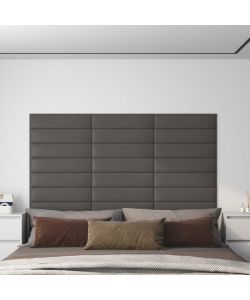 Pannelli Murali 12 pz Grigio 60x15 cm Similpelle 1,08 mq