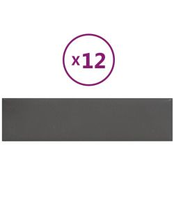 Pannelli Murali 12 pz Grigio 60x15 cm Similpelle 1,08 mq