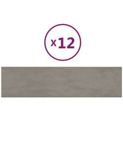 Pannelli Murali 12 pz Grigio Chiaro 60x15 cm Velluto 1,08 mq