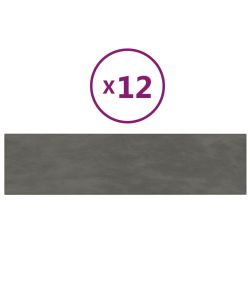 Pannelli Murali 12 pz Grigio Scuro 60x15 cm Velluto 1,08 mq