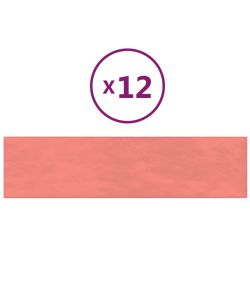 Pannelli Murali 12 pz Rosa 60x15 cm Velluto 1,08 mq