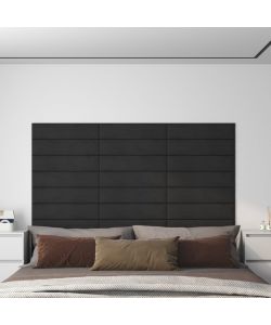 Pannelli Murali 12 pz Neri 60x15 cm Velluto 1,08 mq