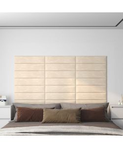 Pannelli Murali 12 pz Crema 60x15 cm Velluto 1,08 mq