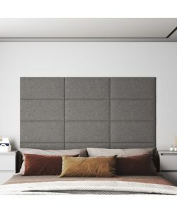 Pannelli Murali 12 pz Grigio Chiaro 60x30 cm in Tessuto 2,16 mq