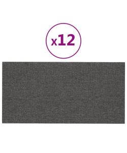 Pannelli Murali 12 pz Grigio Scuro 60x30 cm in Tessuto 2,16 mq