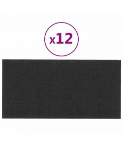 Pannelli Murali 12 pz Neri 60x30 cm in Tessuto 2,16 mq