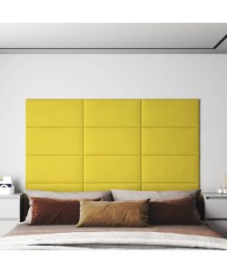 Pannelli Murali 12 pz Giallo Scuro 60x30 cm Tessuto 2,16 mq