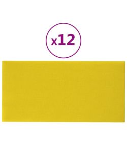 Pannelli Murali 12 pz Giallo Scuro 60x30 cm Tessuto 2,16 mq