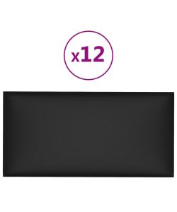 Pannelli Murali 12 pz Neri 60x30 cm Similpelle 2,16 mq