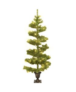 Albero di Natale a Spirale con Vaso e LED Verde 120 cm PVC