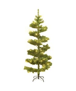 Albero di Natale a Spirale con Base e LED Verde 150 cm PVC
