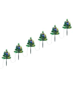 Sentiero Alberi di Natale 6 pz con LED Multicolore 45 cm PVC