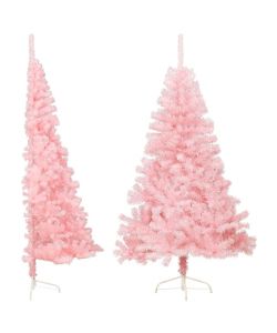 vidaXL Albero di Natale Artificiale Rosa 180 cm - Design Semicircolare - PVC