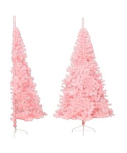 Albero di Natale Artificiale a Met con Supporto Rosa 210cm PVC