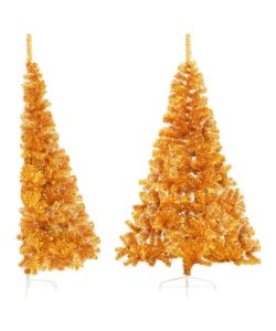 Albero di Natale Artificiale a Met con Supporto Oro 240 cm PVC