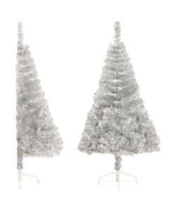 Albero di Natale Artificiale a Met con Base Argento 150 cm PVC