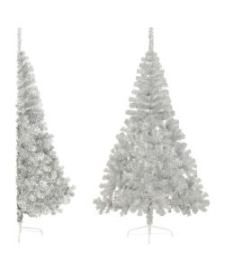 Albero di Natale Artificiale a Met con Base Argento 210 cm PVC