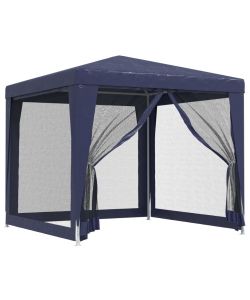 Tenda per Feste con 4 Pareti Laterali in Rete Blu 2,5x2,5m HDPE