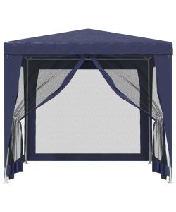 Tenda per Feste con 4 Pareti Laterali in Rete Blu 2,5x2,5m HDPE