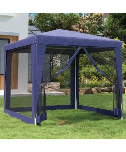 Tenda per Feste con 4 Pareti Laterali in Rete Blu 2,5x2,5m HDPE