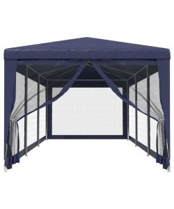 Tenda per Feste con 8 Pareti Laterali in Rete Blu 3x9 m HDPE