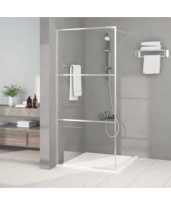 Parete Doccia Walk in Argento 90x195 cm Vetro Trasparente ESG