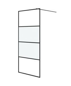Parete Doccia Walk in Nera 90x195 cm Vetro Semi Smerigliato ESG