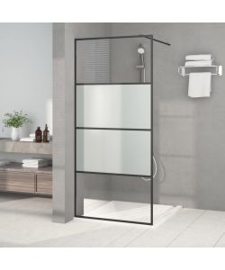 Parete Doccia Walk in Nera 90x195 cm Vetro Semi Smerigliato ESG