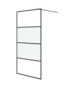 Parete Doccia Walk in Nera 100x195cm Vetro Semi Smerigliato ESG