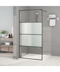 Parete Doccia Walk in Nera 100x195cm Vetro Semi Smerigliato ESG