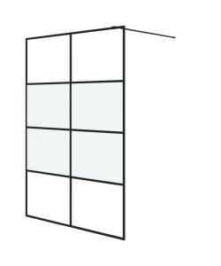 Parete Doccia Walk in Nera 140x195cm Vetro Semi Smerigliato ESG