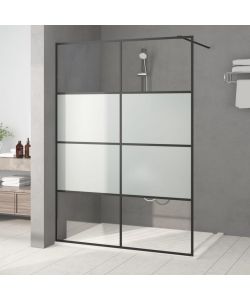 Parete Doccia Walk in Nera 140x195cm Vetro Semi Smerigliato ESG