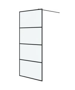 Parete Doccia Walk in Nera 90x195 cm Vetro Smerigliato ESG