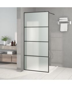 Parete Doccia Walk in Nera 90x195 cm Vetro Smerigliato ESG