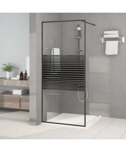 Parete Doccia Walk in Nero 90x195 cm Vetro Trasparente ESG