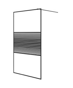 Parete Doccia Walk in Nero 115x195 cm Vetro Trasparente ESG