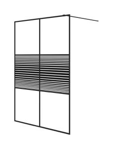 Parete Doccia Walk in Nero 140x195 cm Vetro Trasparente ESG