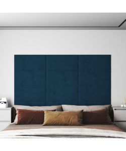 Pannelli Murali 12 pz Blu 60x30 cm in Velluto 2,16 mq