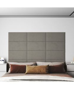 Pannelli Murali 12 pz Grigio Chiaro 60x30 cm in Velluto 2,16 mq