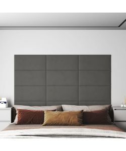 Pannelli Murali 12 pz Grigio Scuro 60x30 cm in Velluto 2,16 mq